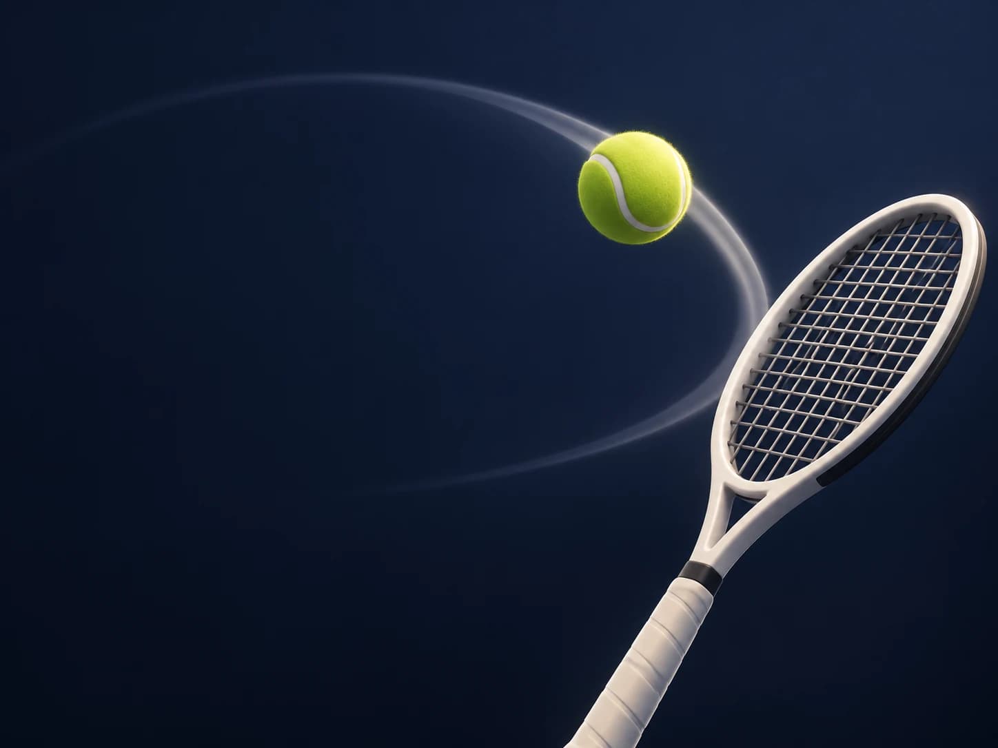 Tennis racket and ball in motion for the Endless Rally game